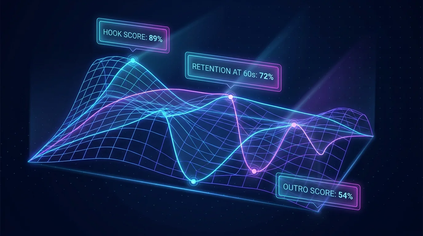 AI-powered video retention analysis with hook, retention, and outro scores